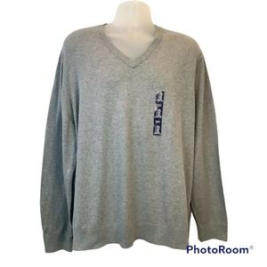 Gap Mens Sweater Size XXL Grey Long Sleeve V Neck Sweater 100% Cotton New